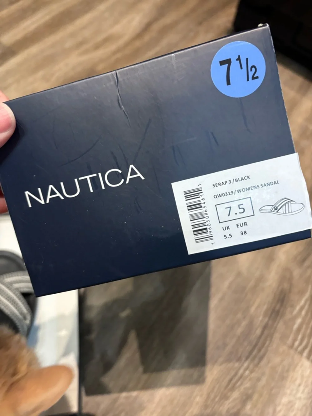 Nautica Navy Blue and White Crisscross Slide Sandals - Picture 2 of 2